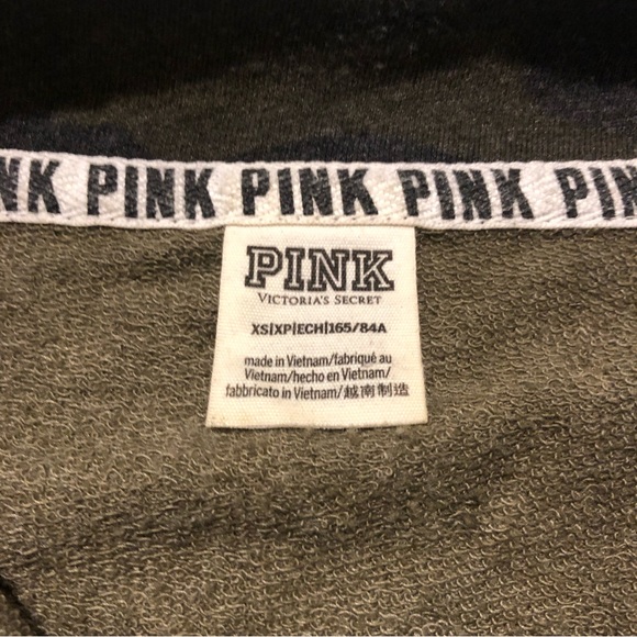 PINK by VS Camo Cropped Quarter Zip Sweatshirt Womens Size XS - Picture 8 of 12